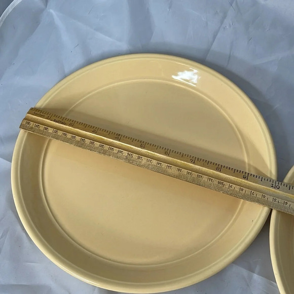 VINTAGE 80s Buttermilk Yellow Kiln Craft Tableware Ironstone Dinner Plates 2 pc - Picture 8 of 10